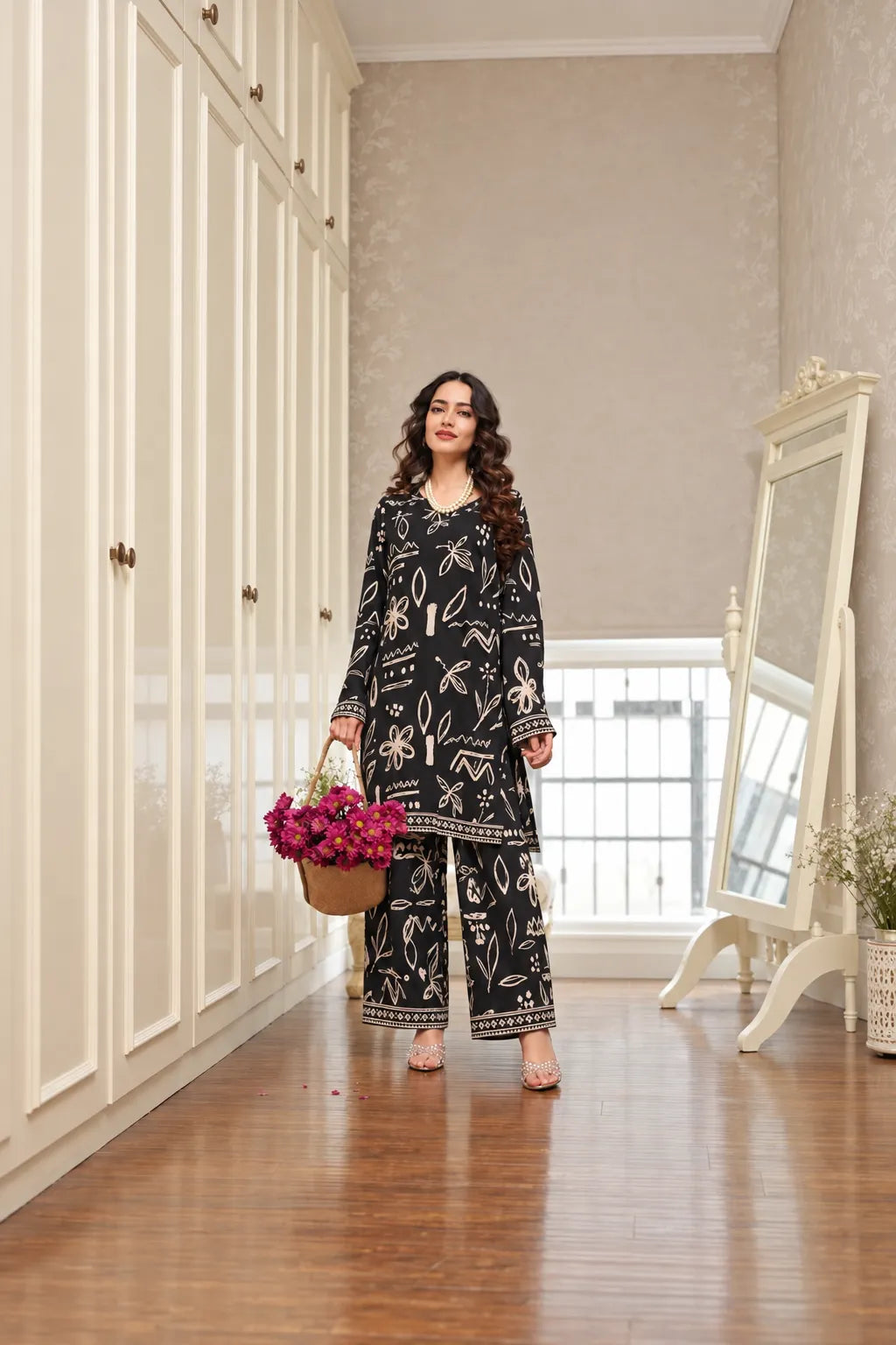 Noir Botanica Palazzo Set