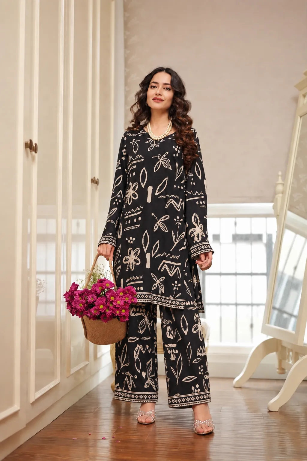 Noir Botanica Palazzo Set