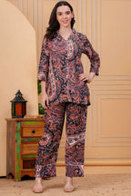 Navy Paisley Printed Viscose Rayon Co-ord Set for Women