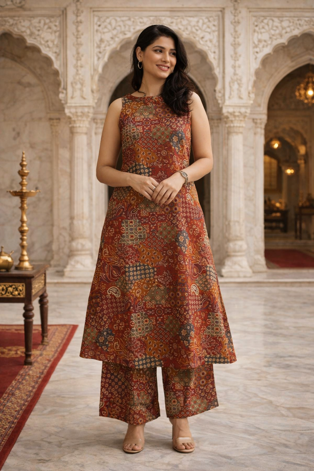 Printed A-Line Kurta Pant Set
