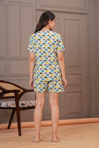 Grey Elephant Printed Cotton Night Suit Shorts Set for Women