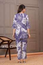 Lavender Floral Printed Viscose Rayon Co-ord Set for Women