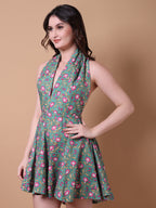 Floral Print Halter Mini Dress