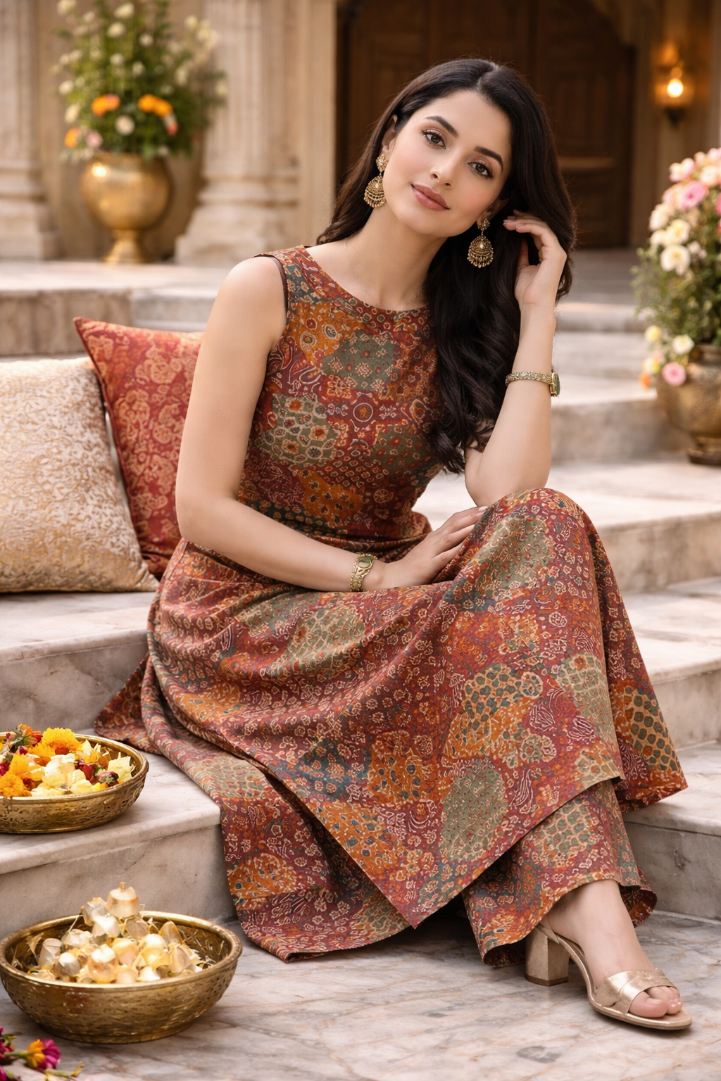 Printed A-Line Kurta Pant Set