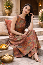 Printed A-Line Kurta Pant Set