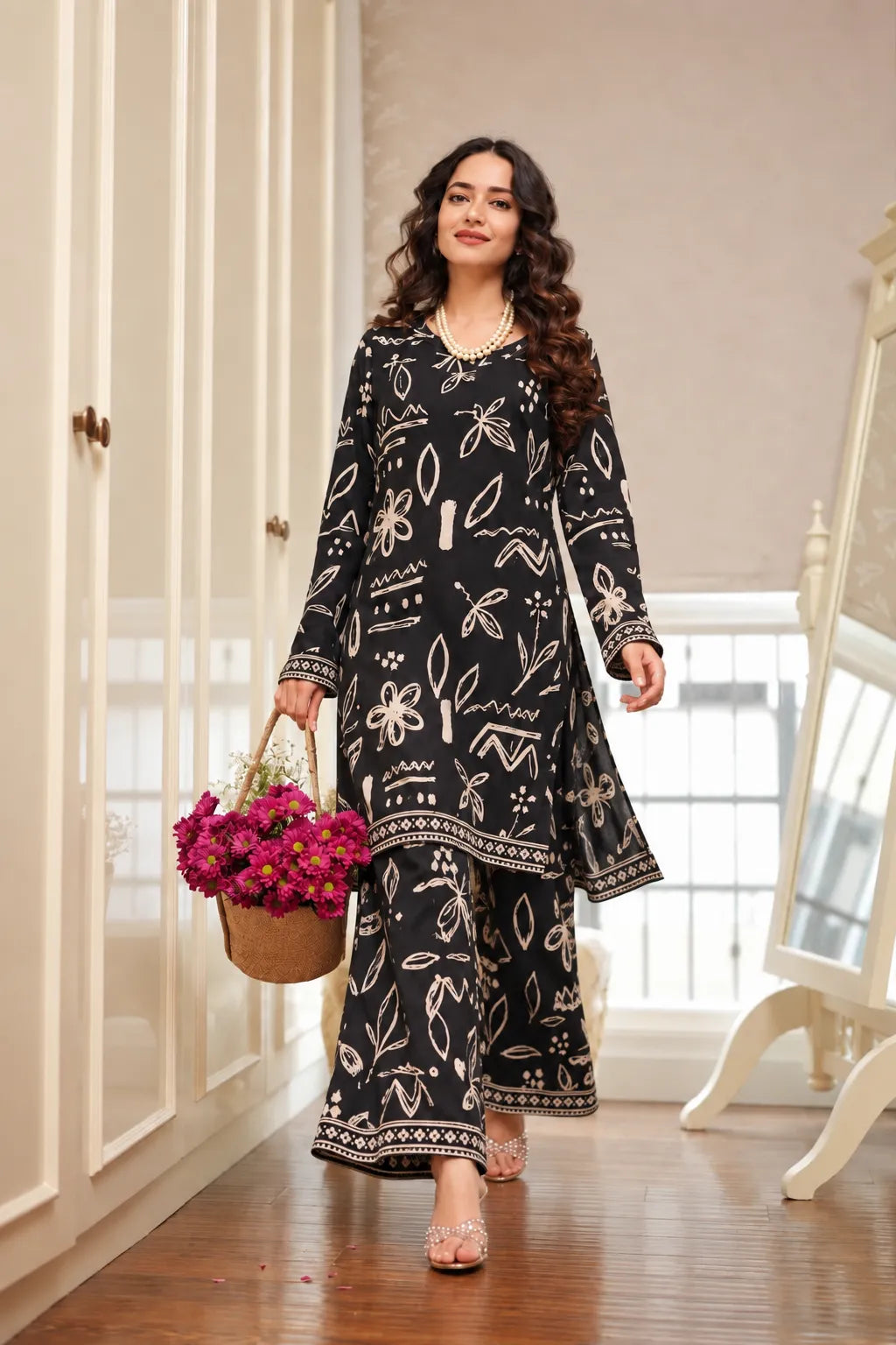 Noir Botanica Palazzo Set