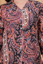 Navy Paisley Printed Viscose Rayon Co-ord Set for Women