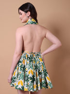 Green & Yellow Floral Mini Dress
