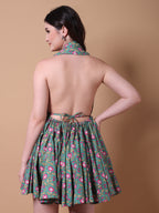 Floral Print Halter Mini Dress