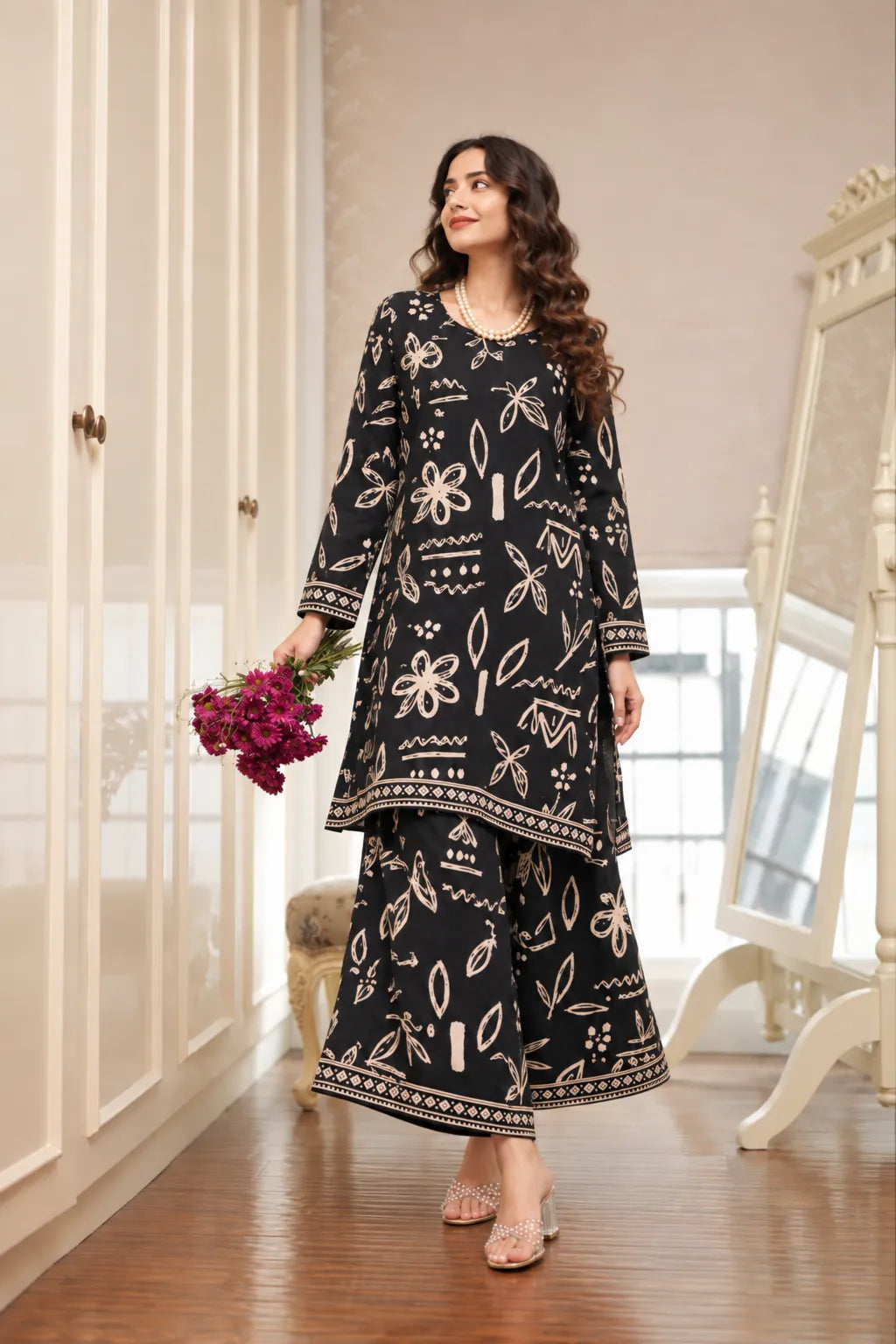 Noir Botanica Palazzo Set