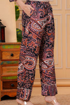 Navy Paisley Printed Viscose Rayon Co-ord Set for Women