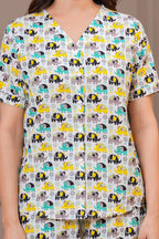 Grey Elephant Printed Cotton Night Suit Shorts Set for Women