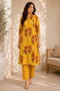 Mustard Floral Kurta Set