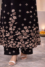 Elegant Black Floral Printed Viscose Rayon Kurta Set for Women