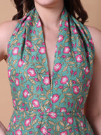 Floral Print Halter Mini Dress