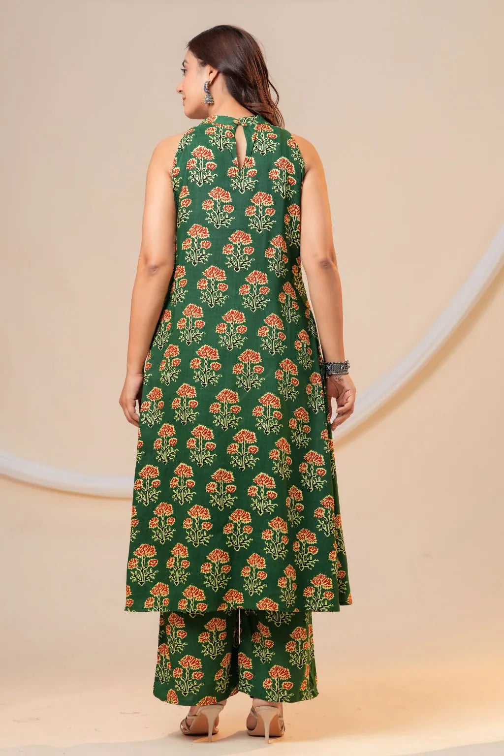 Green Floral Printed Viscose Rayon Kurta Pant Co-Ord Set