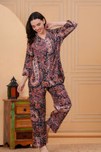 Navy Paisley Printed Viscose Rayon Co-ord Set for Women