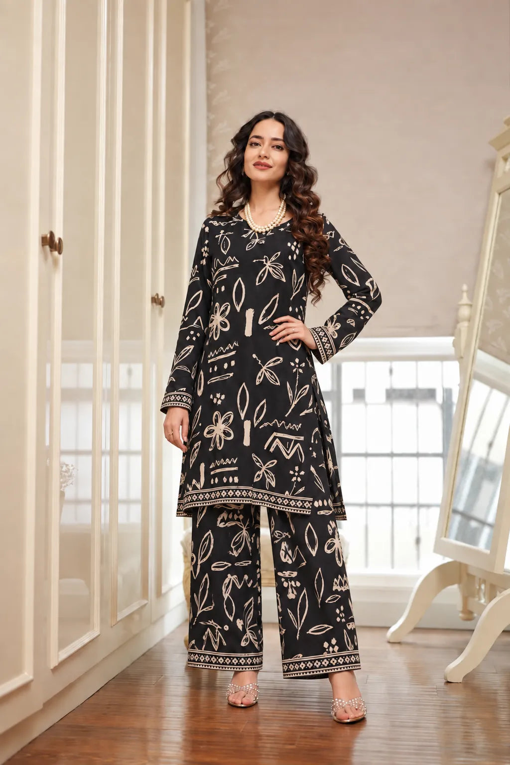 Noir Botanica Palazzo Set