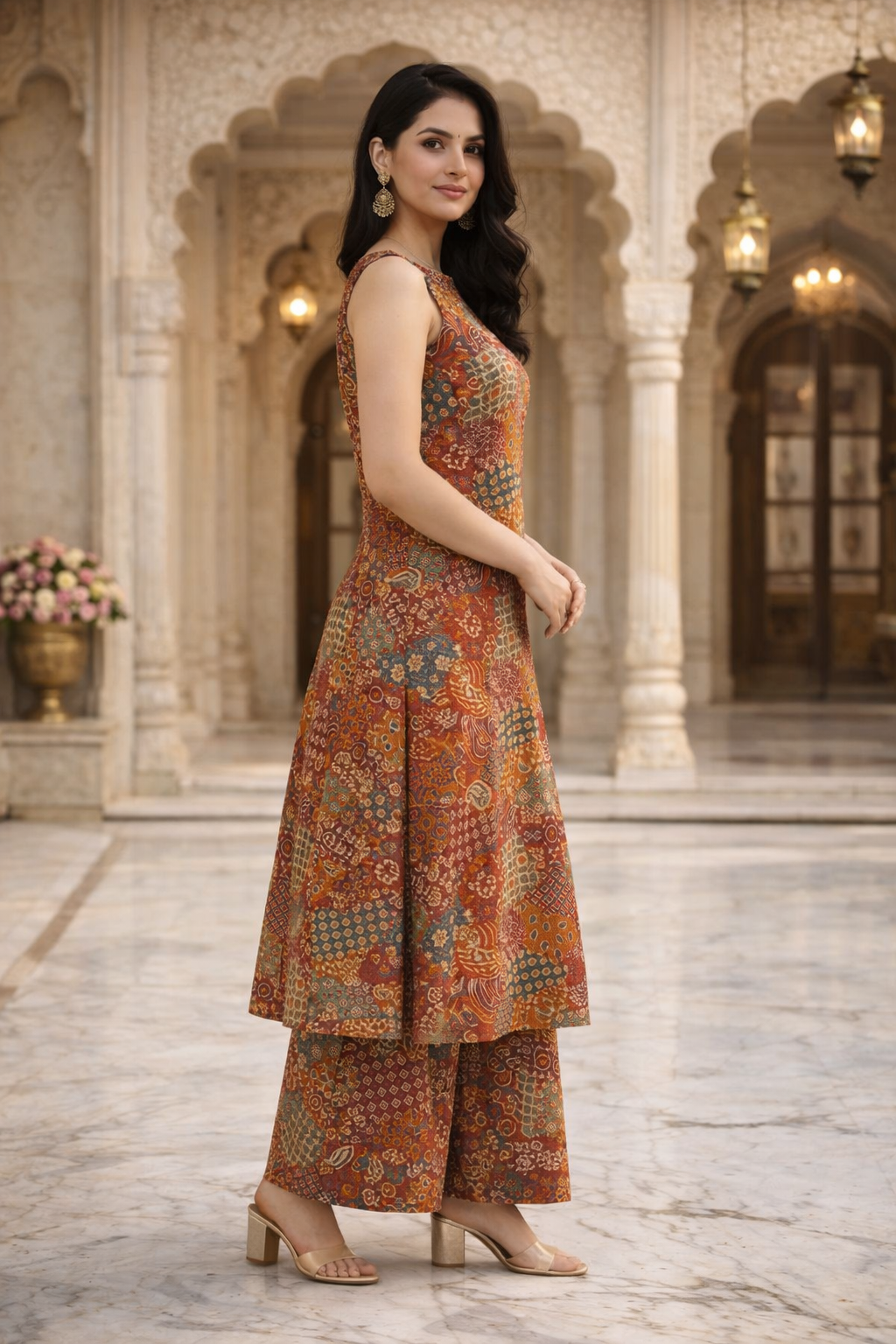 Printed A-Line Kurta Pant Set