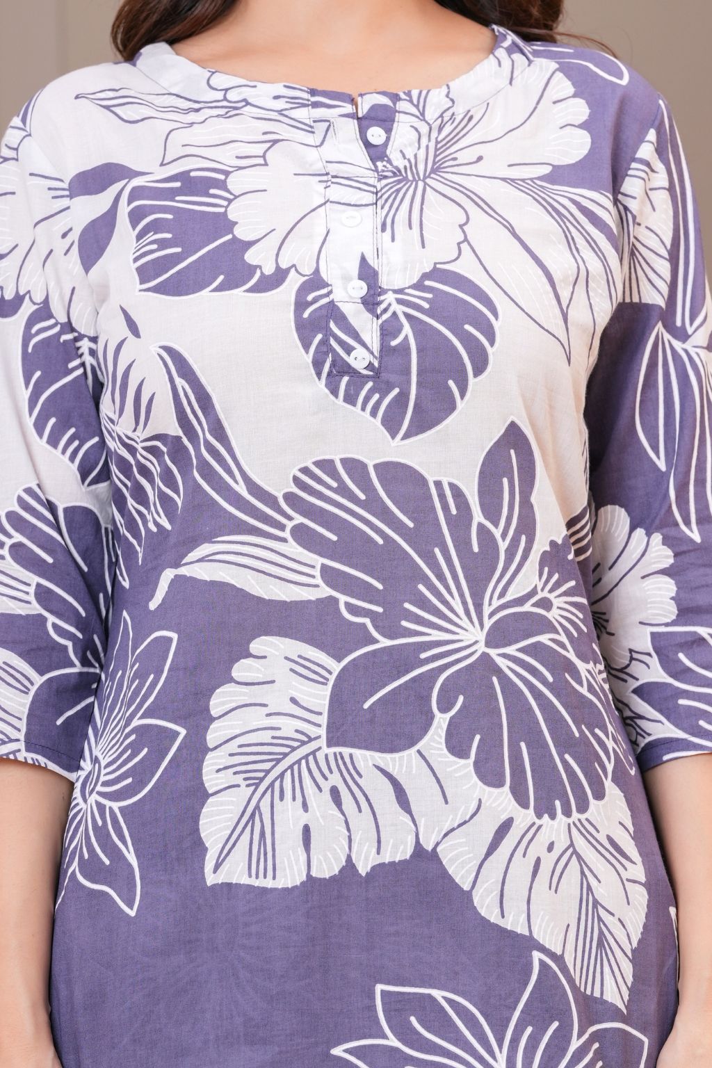 Lavender Floral Printed Viscose Rayon Co-ord Set for Women
