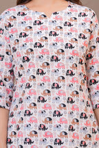 White Elephant Printed Cotton Night Suit Set for Women