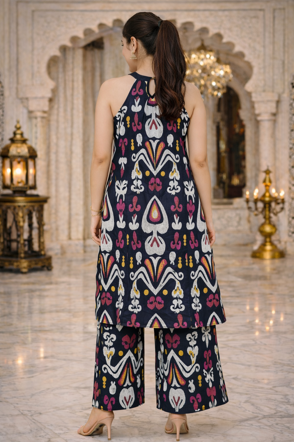Printed Halter Kurta Pant Set