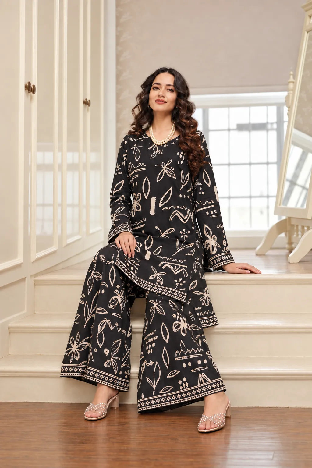 Noir Botanica Palazzo Set