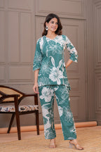 Floral Print Kurta Pant Set
