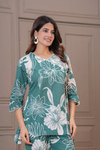 Floral Print Kurta Pant Set
