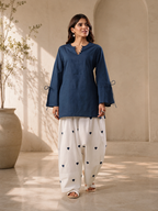 Sitara :- A Navy Blue Heart Print Kurta Farsi Salwar Set