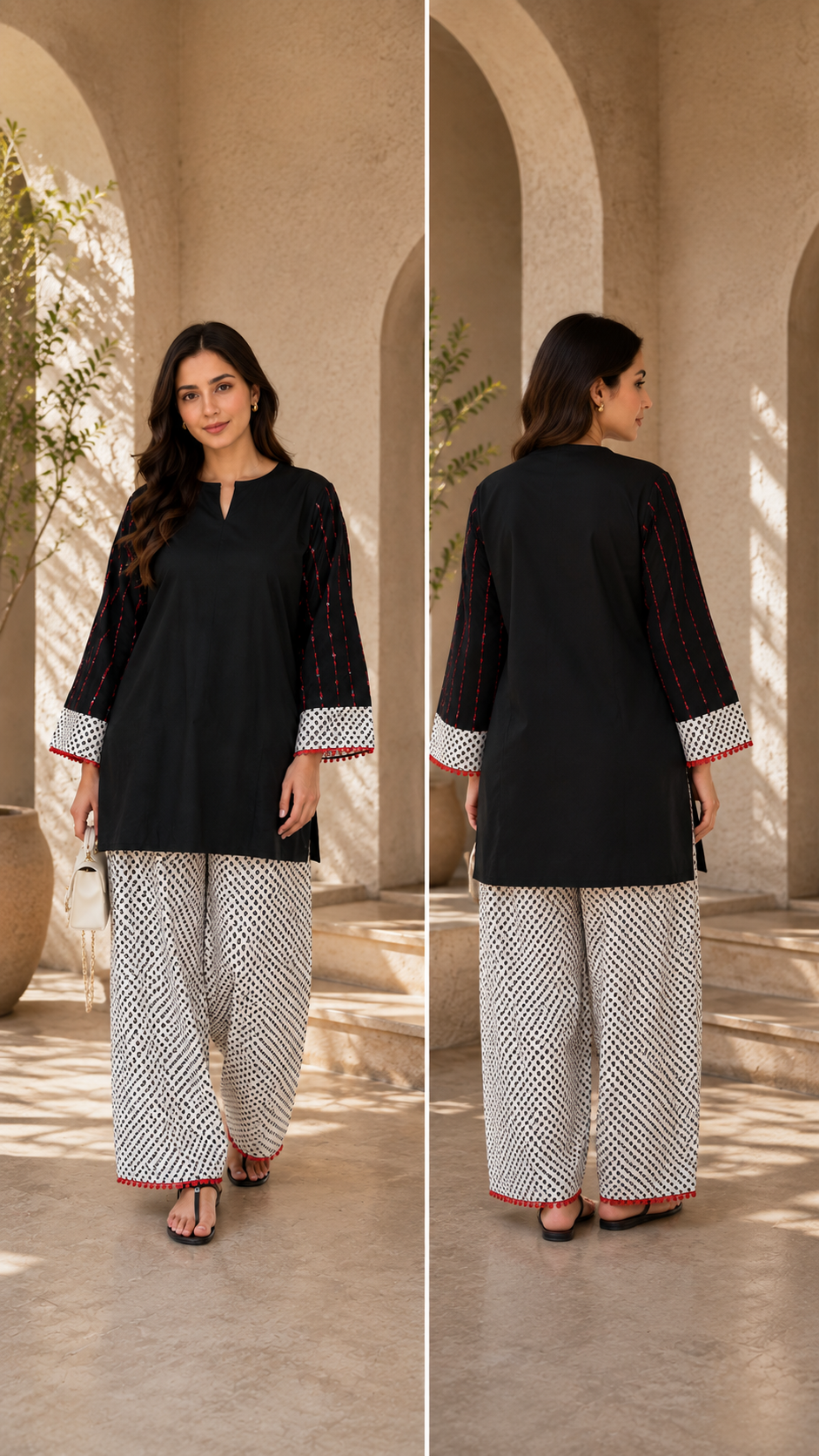 Aaradhya :- A Black Printed Kurta With Patterned Farsi Salwaar Set