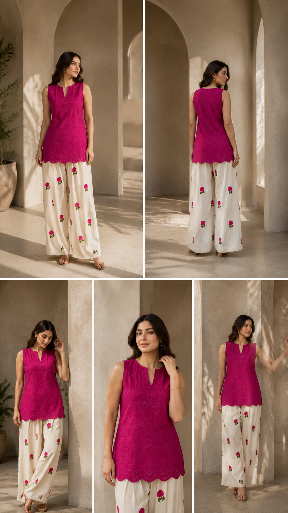Gulaabo :- A Magenta Embroidered Kurta With Floral Print Farsi Salwaar Set