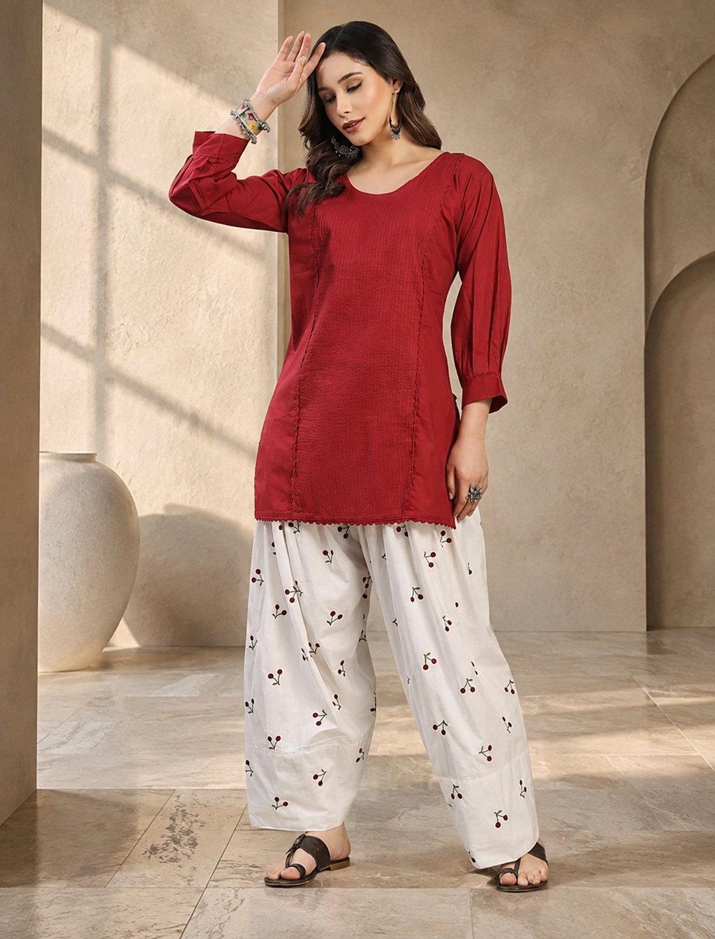 Nazakat :- A Red Faasri Salwar Kurta Set