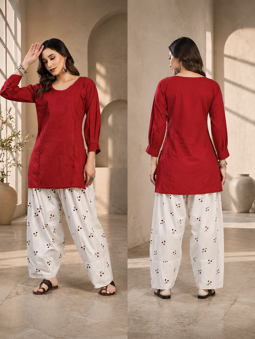 Nazakat :- A Red Faasri Salwar Kurta Set